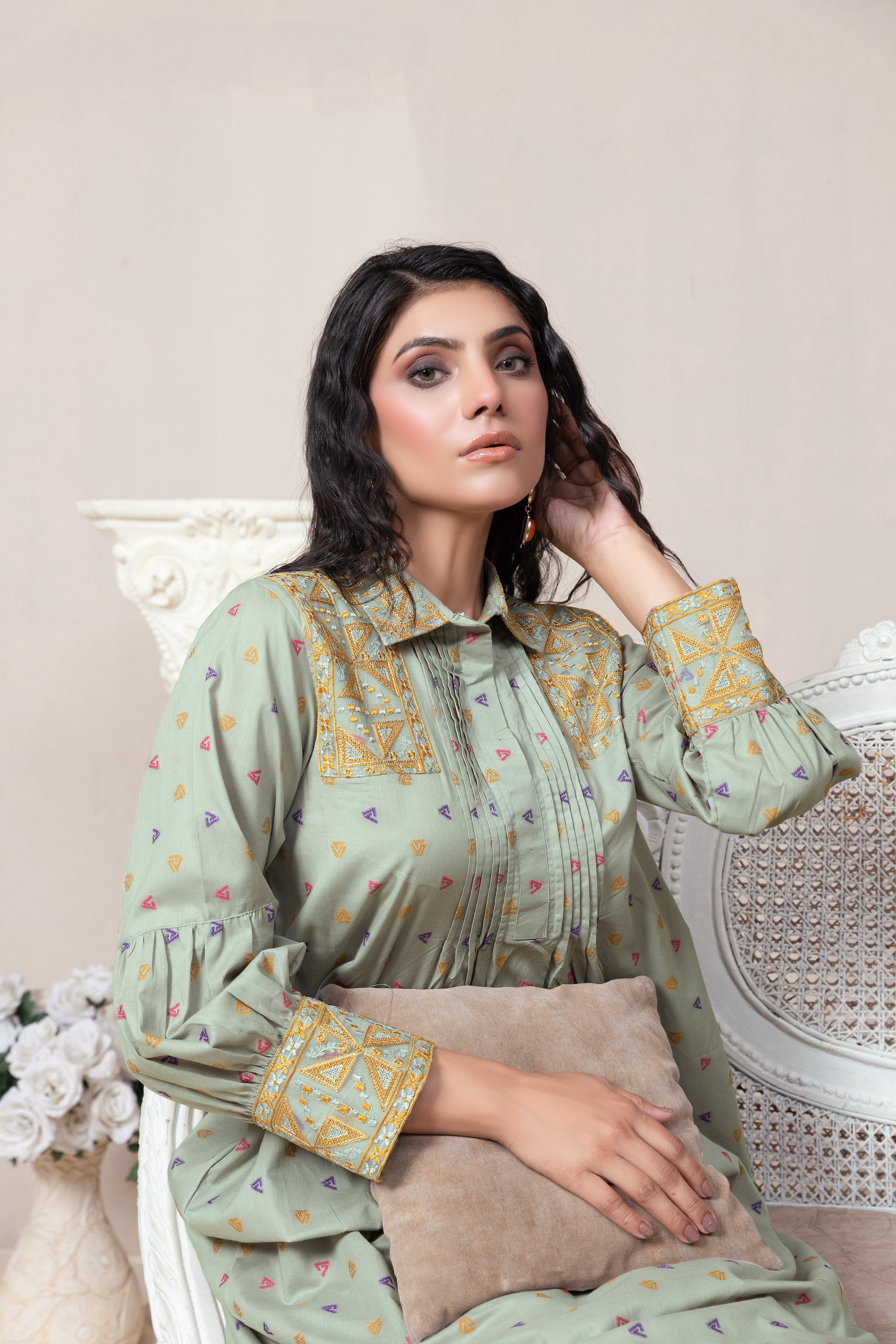 2 Piece Unstitched Pistachio Jacquard Lawn - (Vol-23/06)2P-S-24-D-6 - SAFANOOR