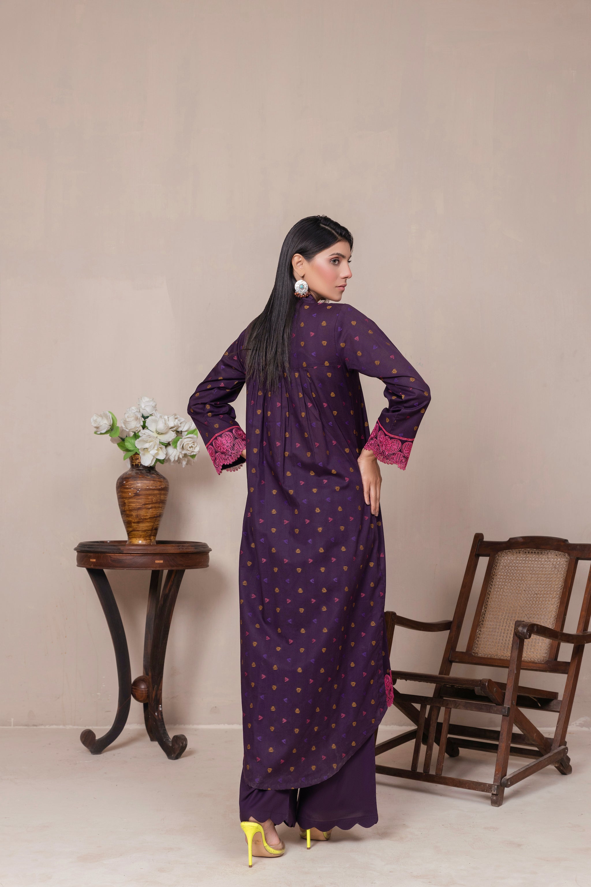 2 Piece Unstitched Plum Jacquard Lawn - (Vol-23/06)2P-S-24-D-1 - SAFANOOR