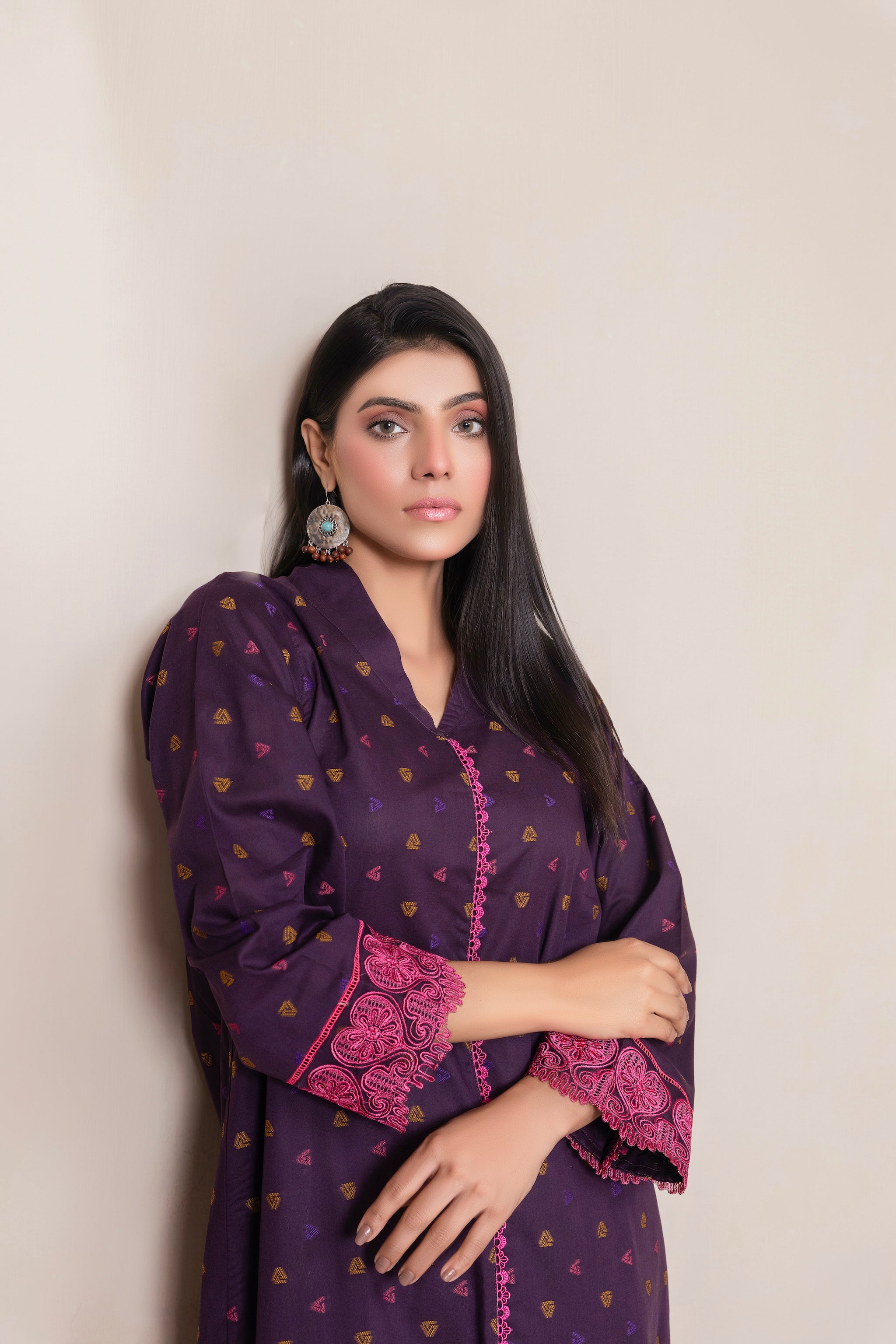 2 Piece Unstitched Plum Jacquard Lawn - (Vol-23/06)2P-S-24-D-1 - SAFANOOR