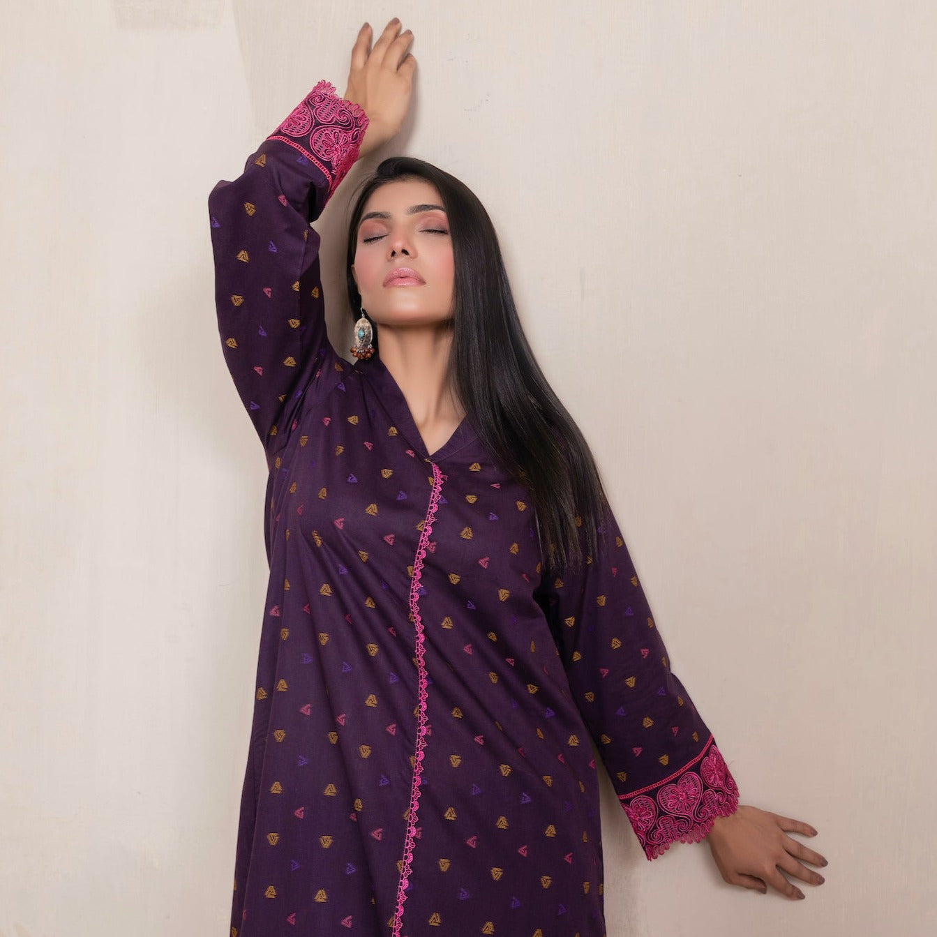 2 Piece Unstitched Plum Jacquard Lawn - (Vol-23/06)2P-S-24-D-1 - SAFANOOR