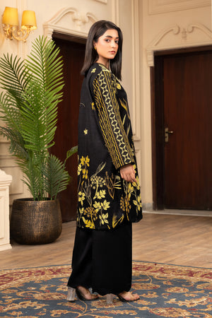 2 Piece Unstitched Printed Black Khaddar
