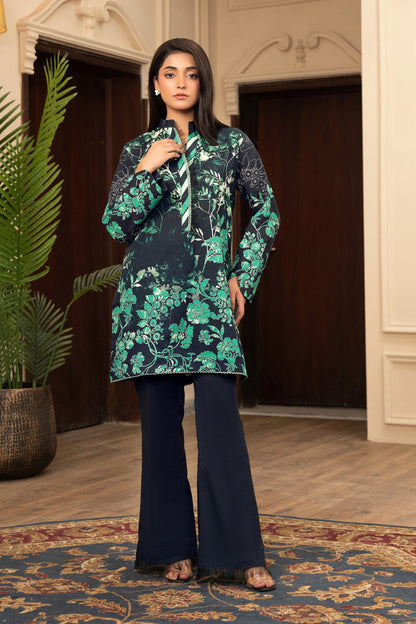 2 Piece Unstitched Printed Black Khaddar