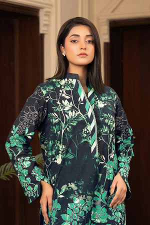 2 Piece Unstitched Printed Black Khaddar