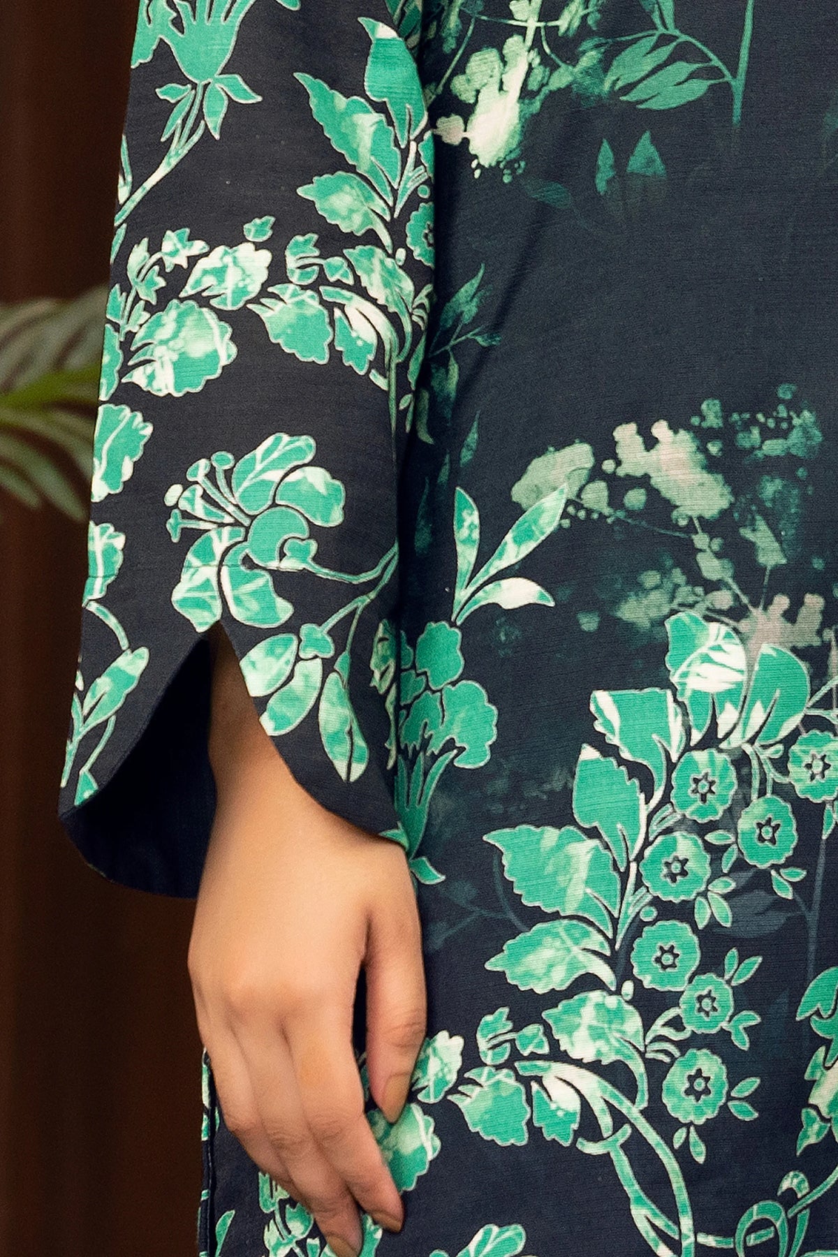 2 Piece Unstitched Printed Black Khaddar