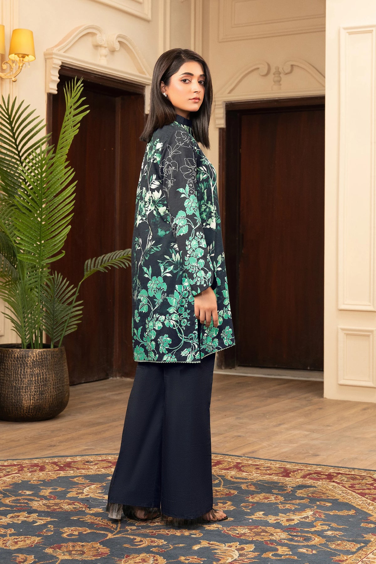 2 Piece Unstitched Printed Black Khaddar