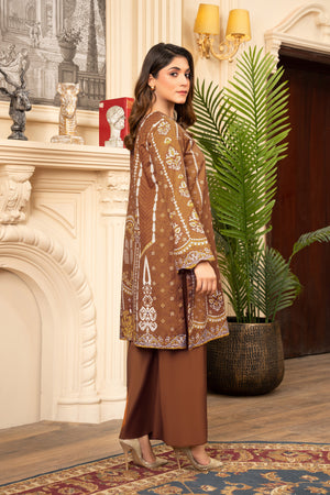 2 Piece Unstitched Printed Clay Brown Khaddar