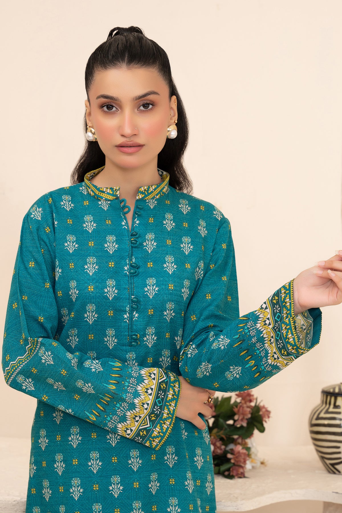 2 Piece Unstitched Printed Ocean Blue Khaddar