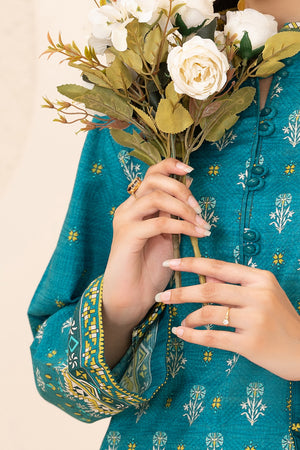 2 Piece Unstitched Printed Ocean Blue Khaddar