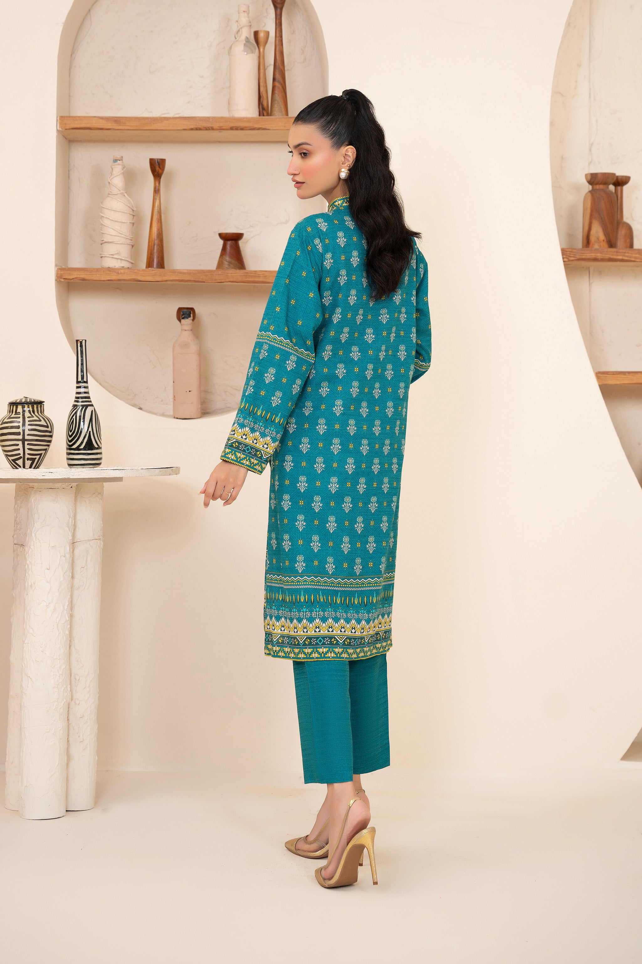 2 Piece Unstitched Printed Ocean Blue Khaddar