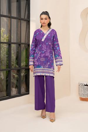 2 Piece Unstitched Printed Purple Khaddar
