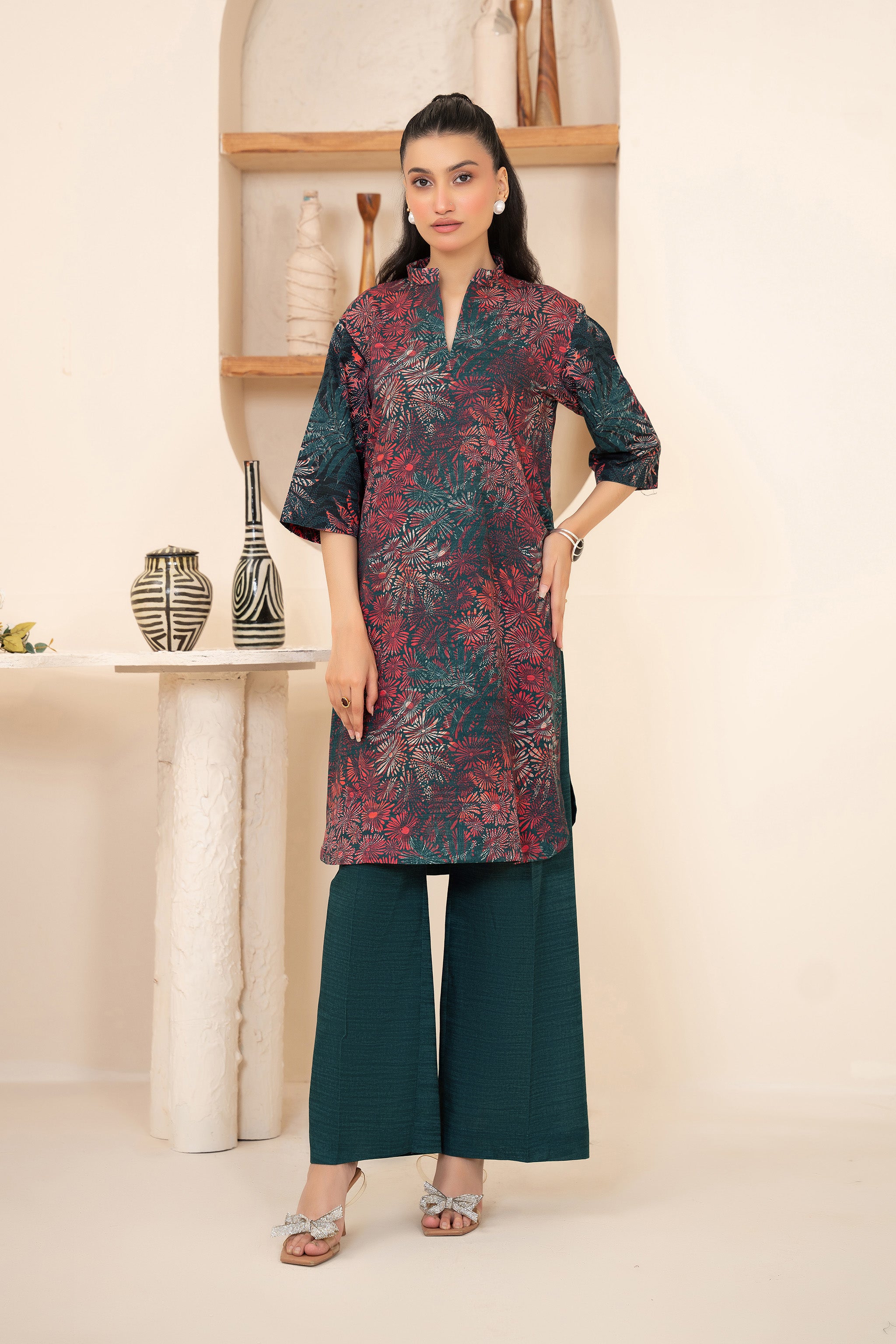 2 Piece Unstitched Printed Slate Gray Khaddar Secondary image