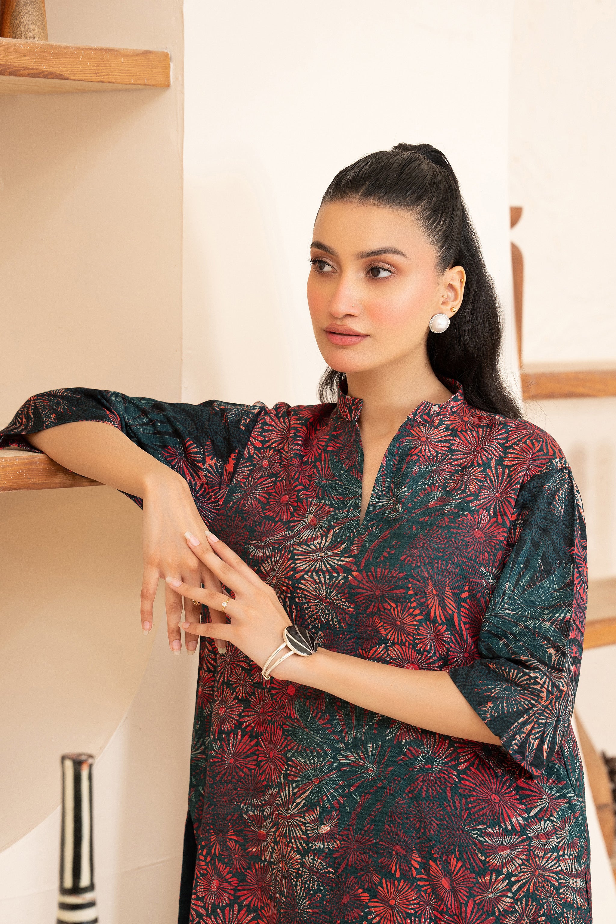 2 Piece Unstitched Printed Slate Gray Khaddar Main image