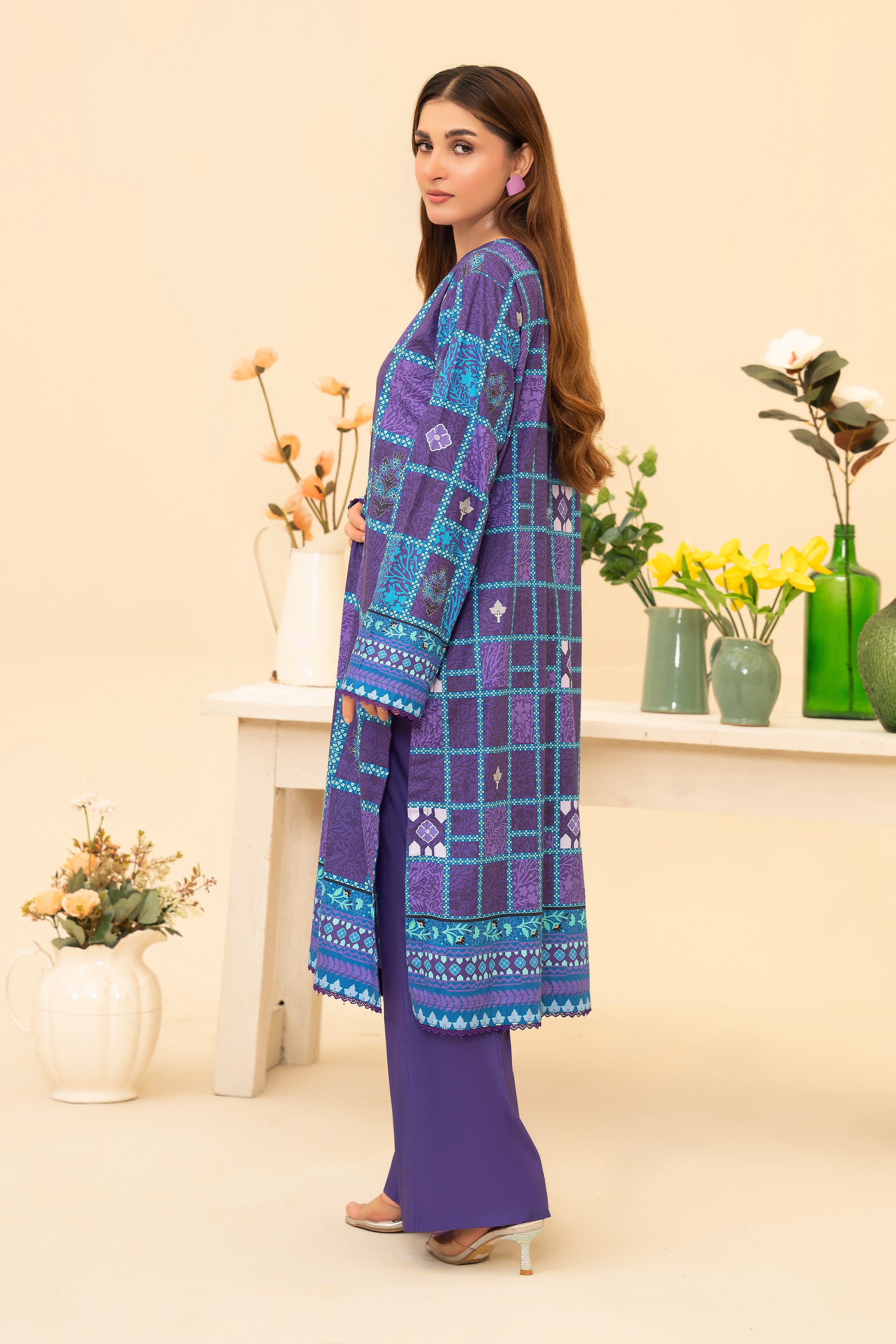 2 Piece Unstitched Purple Printed Cotton - (Vol-42/05)D-9 - SAFANOOR