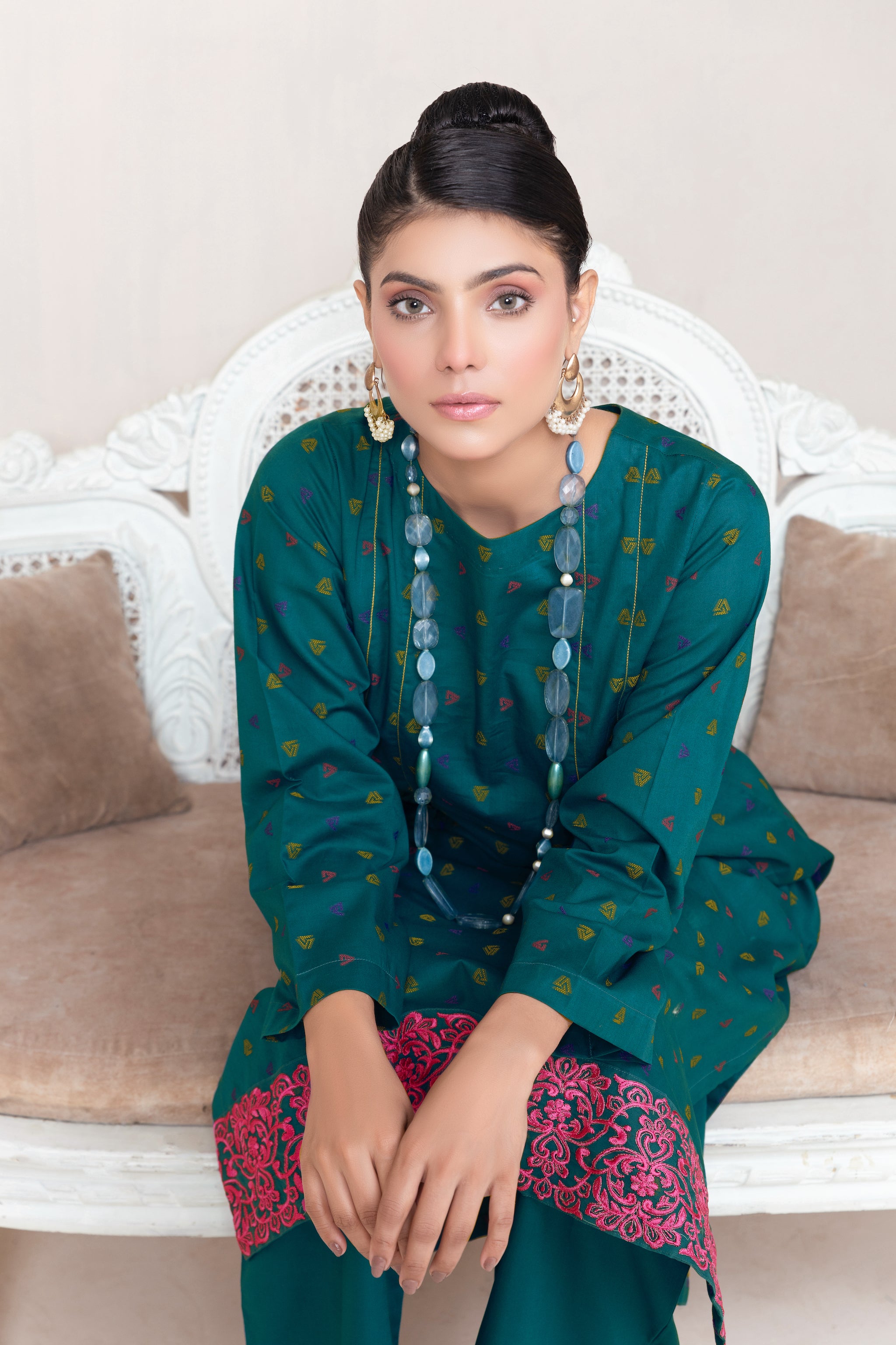 2 Piece Unstitched Sea Green Jacquard Lawn - (Vol-23/06)2P-S-24-D-12 - SAFANOOR