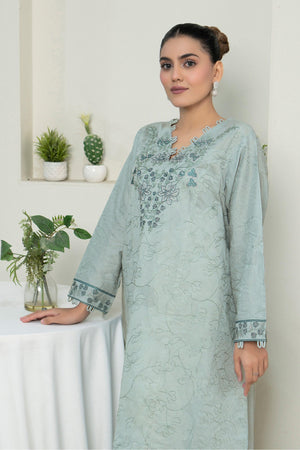 2 Piece Unstitched Teal Embroidered Lawn - (Vol-36/03)2P-S-25-D7 - SAFANOOR