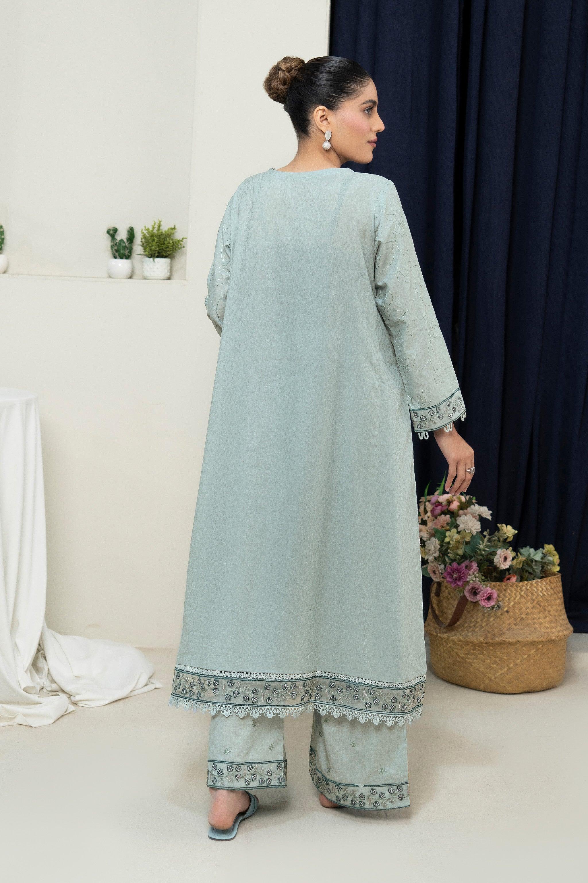 2 Piece Unstitched Teal Embroidered Lawn - (Vol-36/03)2P-S-25-D7 - SAFANOOR