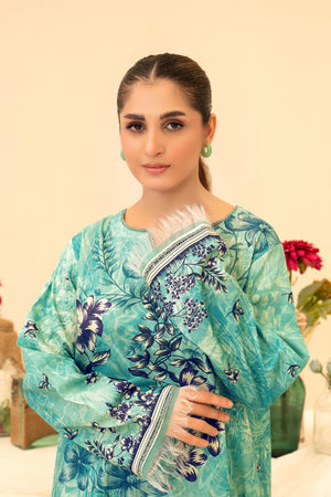 2 Piece Unstitched Teal Printed Cotton - (Vol-42/05)D-3 - SAFANOOR