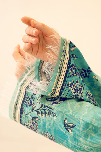 2 Piece Unstitched Teal Printed Cotton - (Vol-42/05)D-3 - SAFANOOR