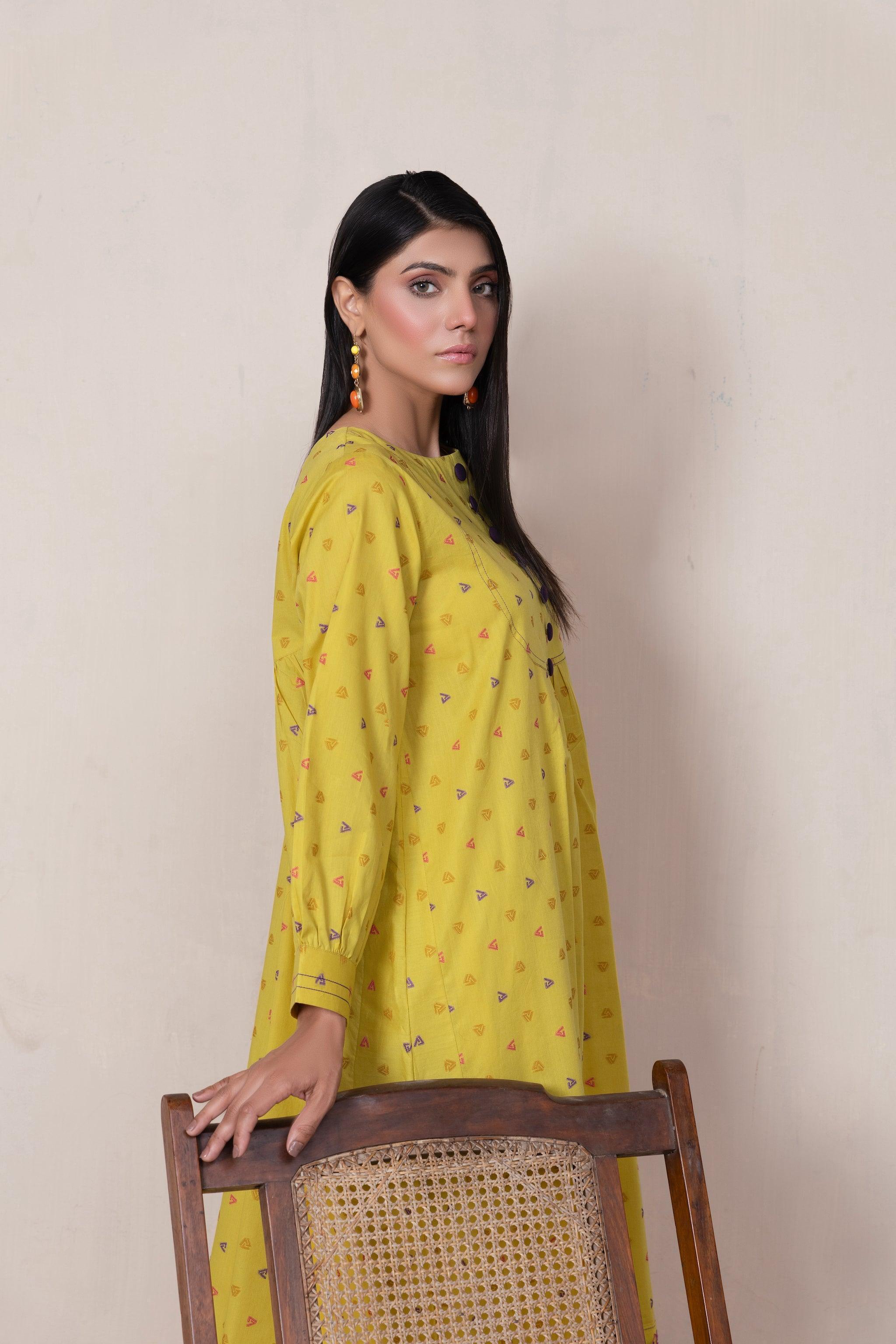 2 Piece Unstitched Yellow Jacquard Lawn - SafaNoor