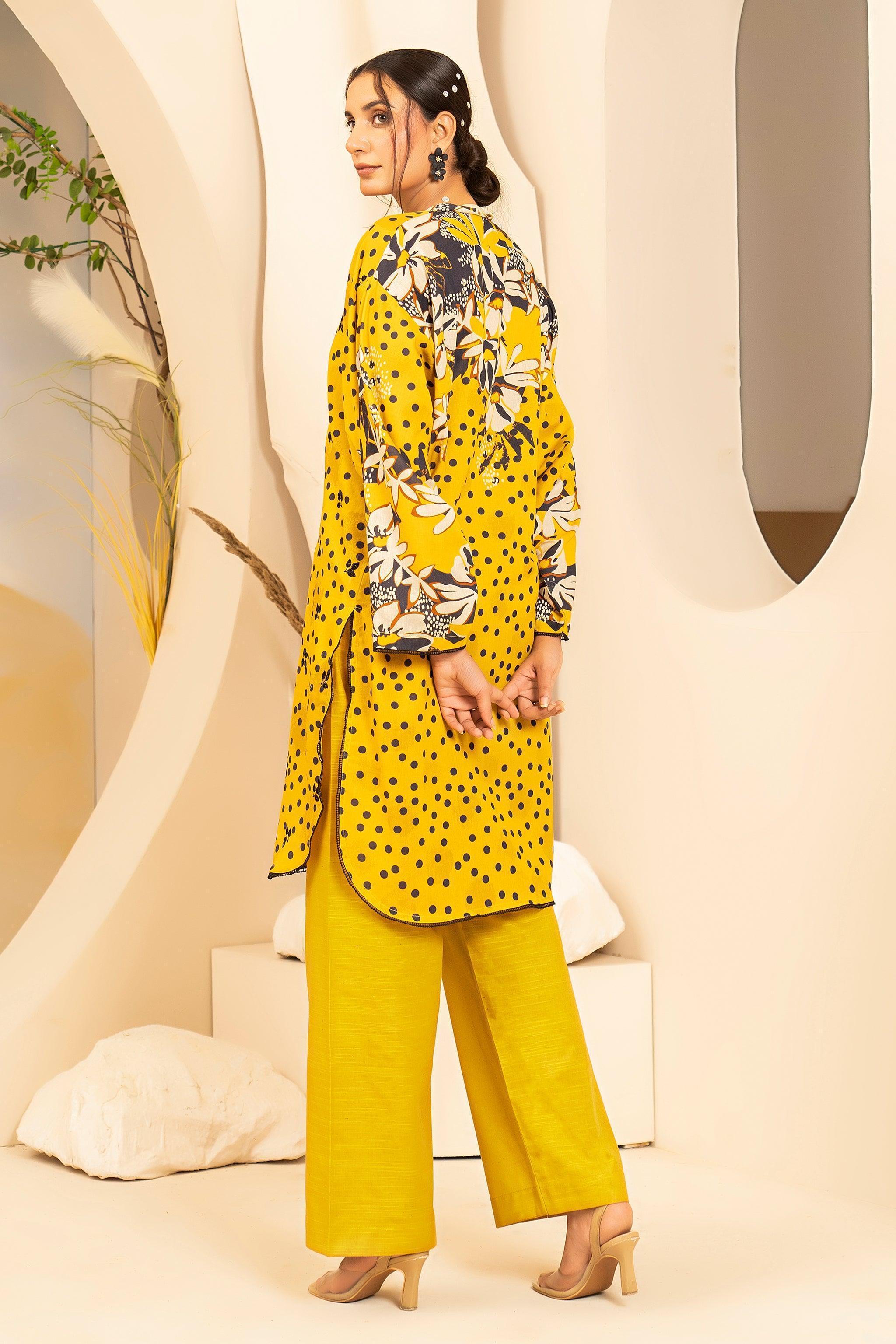 2 Piece Yellow Embroidered Cotton Unstitched - SafaNoor