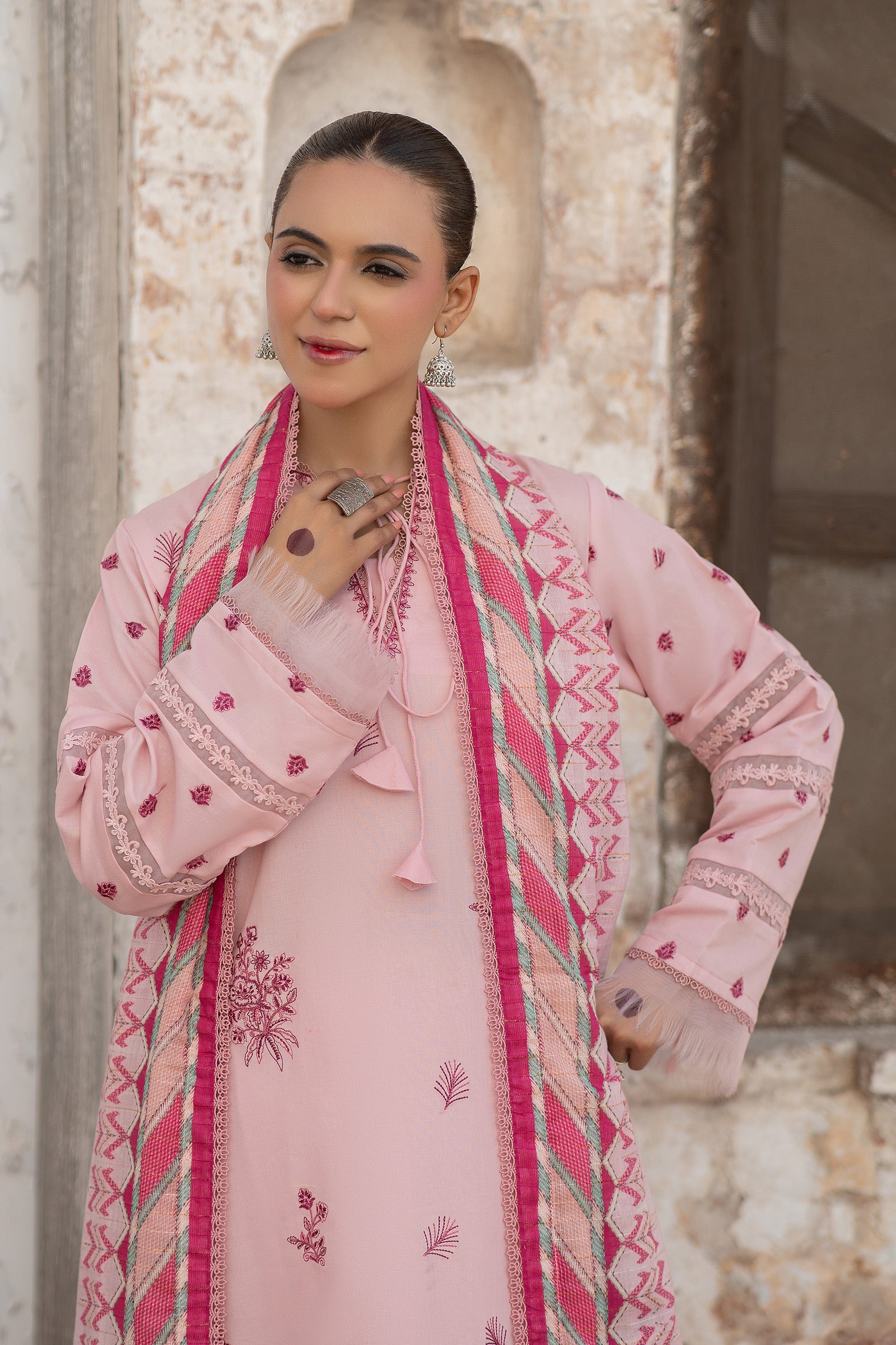 3 Piece Unstitched Pale Chestnut Premium Emb Lawn