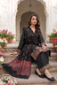 Unstitched Premium Printed 3-Piece Dark Black Suit