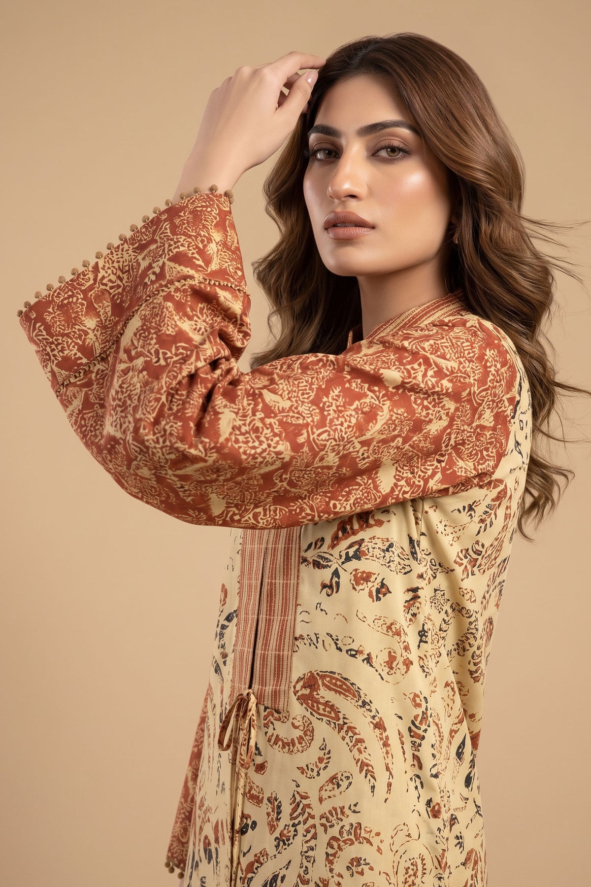 Grid Khaddar Unstitched 1 Piece Cream