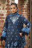 3 Piece Unstitched Navy Blue Embroidered Linen