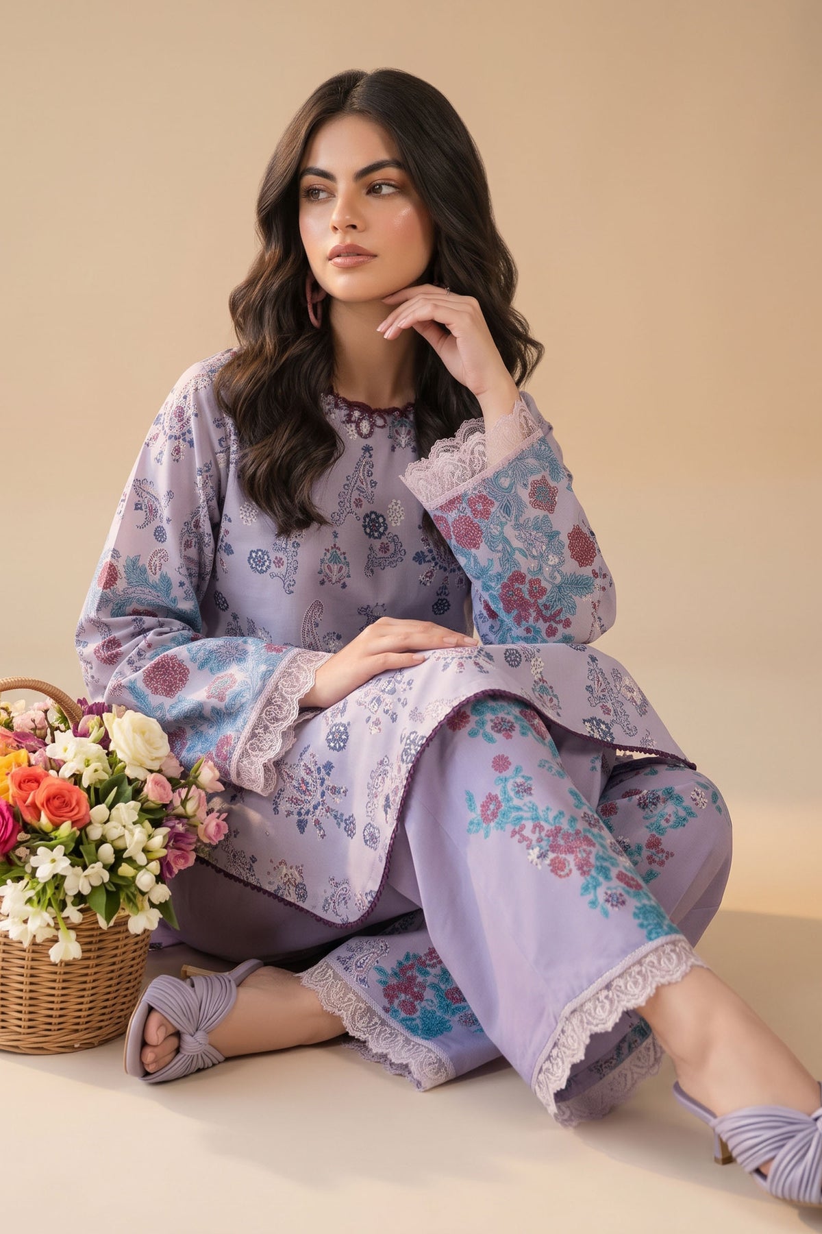 Lavender 2 Piece Unstitched Dyed Embroidered Lawn Main image