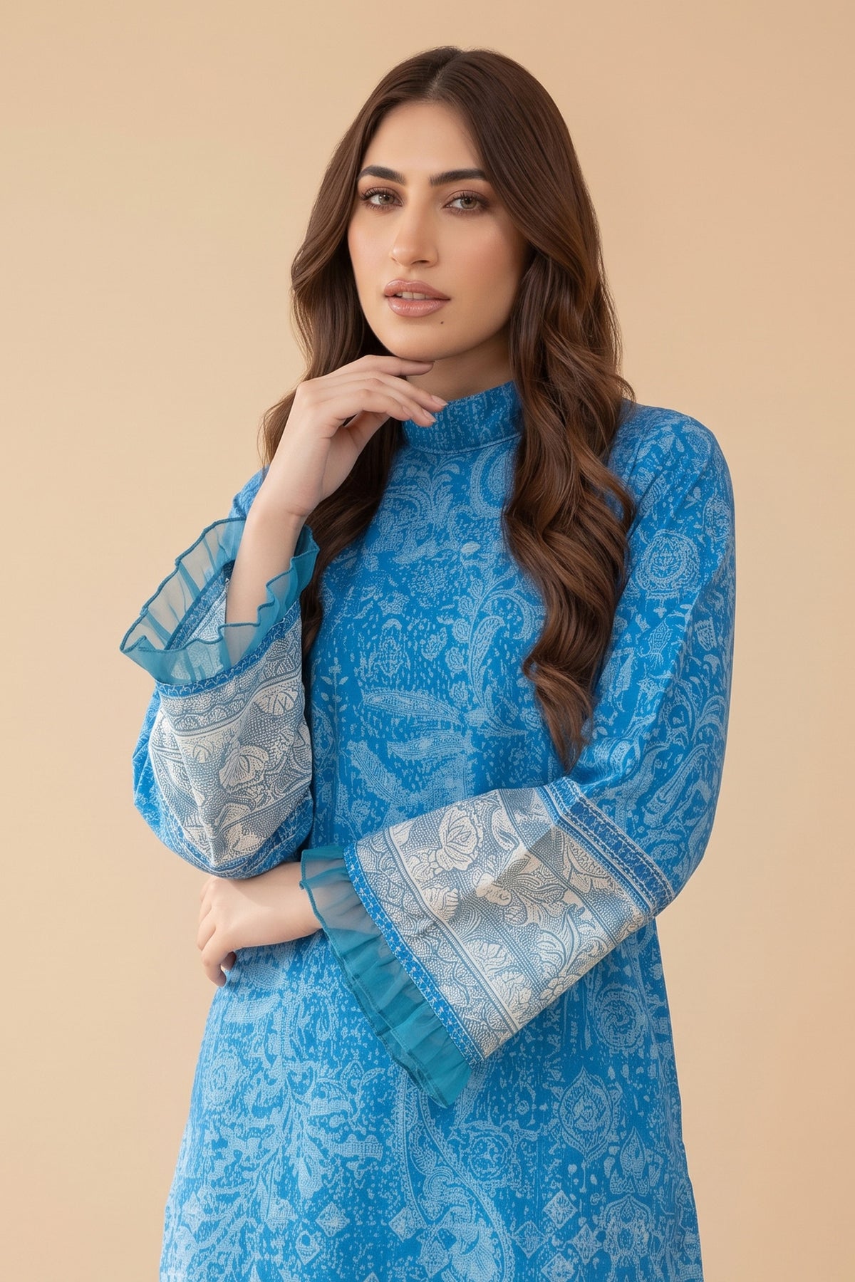 Grid Khaddar Unstitched 1 Piece Blue