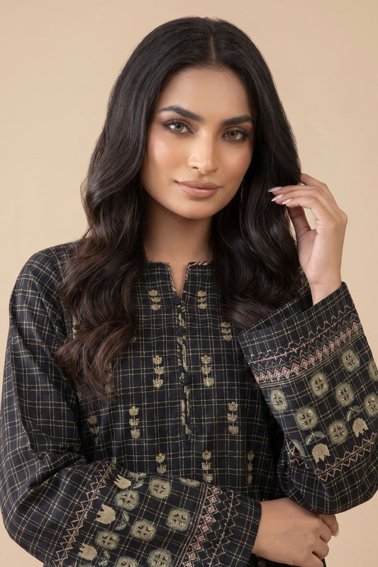 Grid Khaddar Unstitched 1 Piece Navy Blue