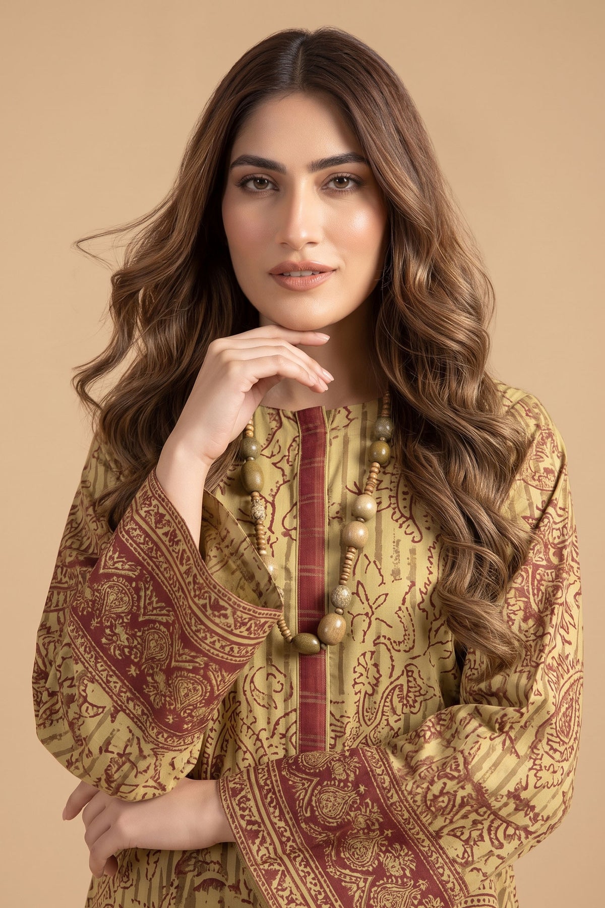 Grid Khaddar Unstitched 1 Piece Brown