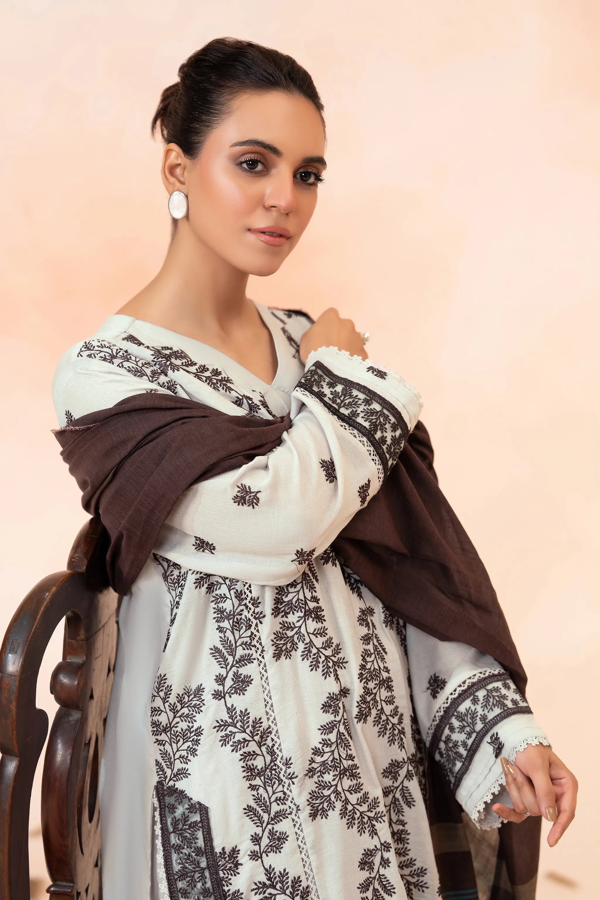 3 Piece Unstitched Light Grey Premium Emb Jacquard Lawn Secondary image