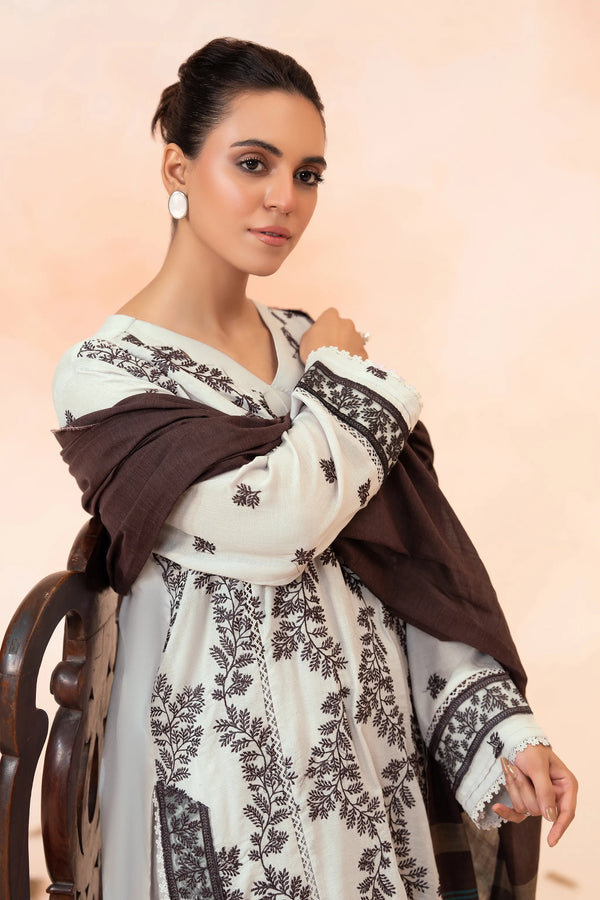 3 Piece Unstitched Light Grey Premium Emb Jacquard Lawn