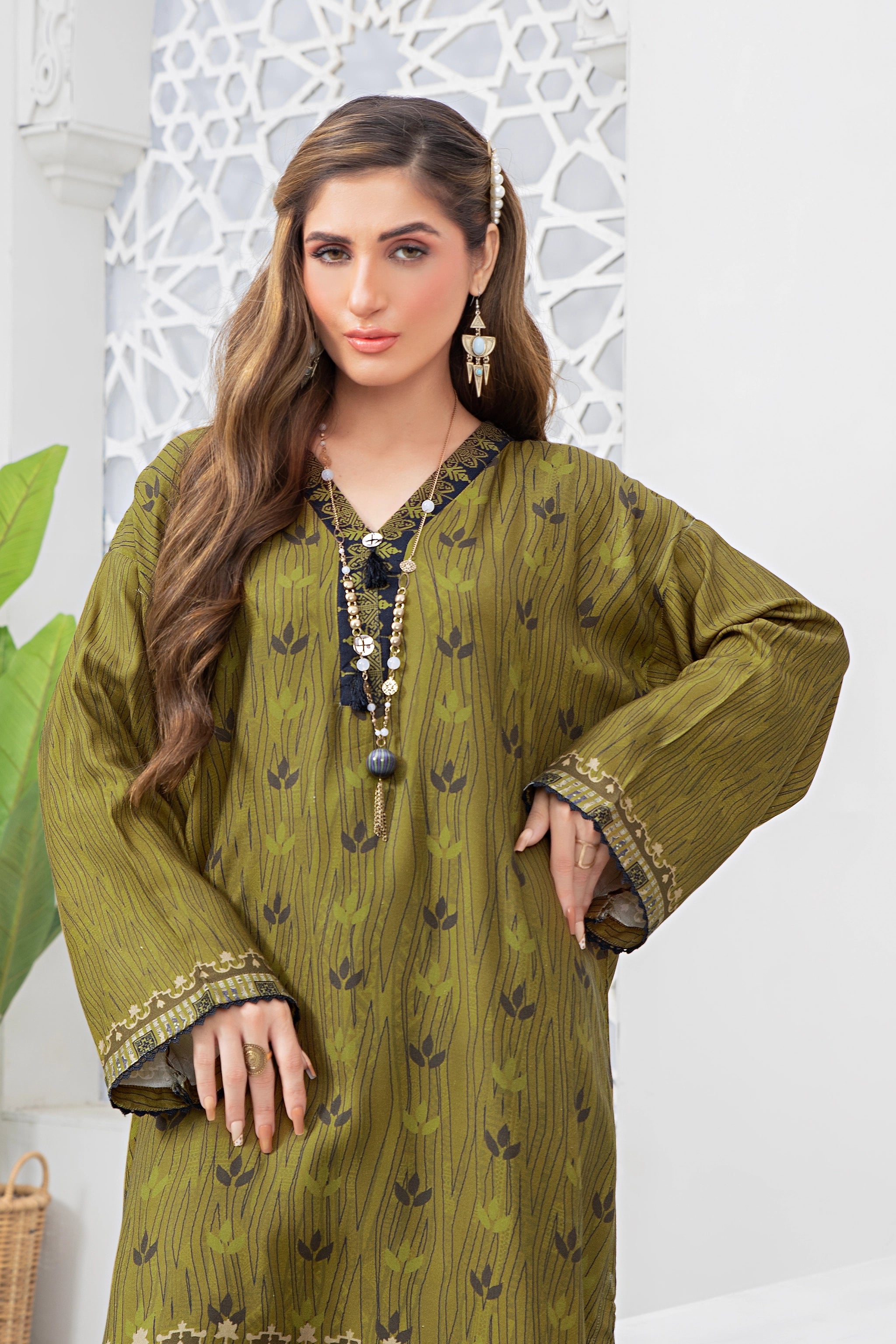 2 piece unstitched Bullet Shell Twill Marina Suit - safa noor marina collection