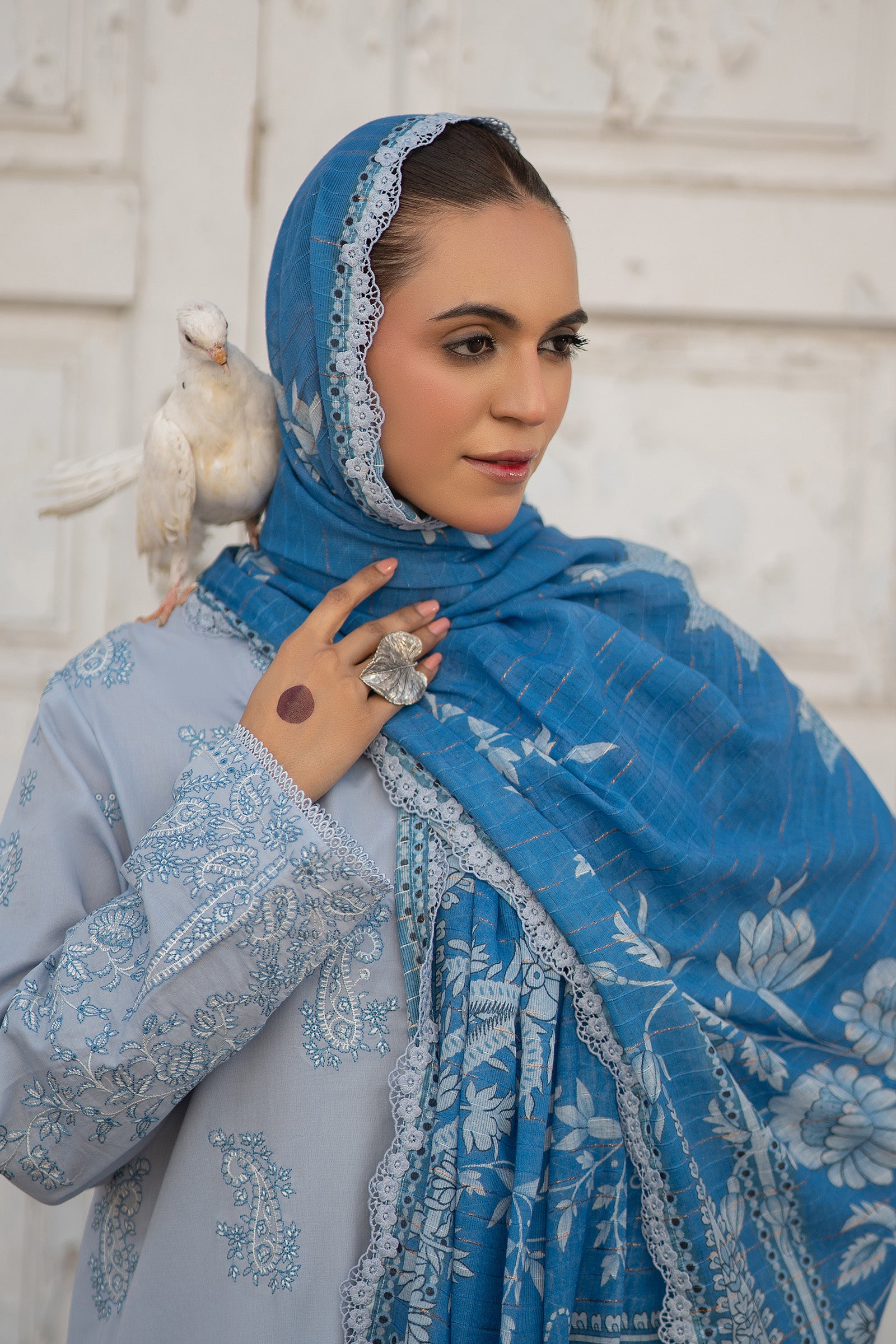 3 Piece Unstitched Lavender Gray Premium Emb Lawn