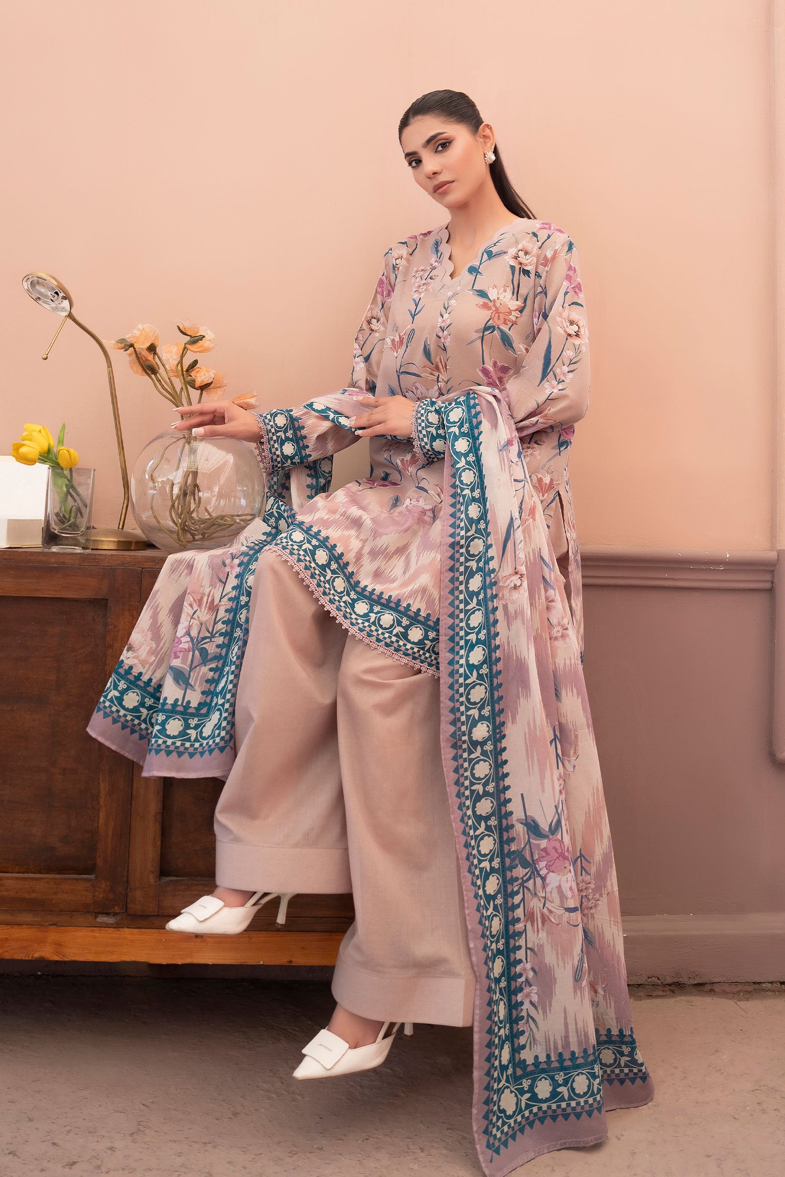 Rosy Brown 3 Piece Unstitched Premium Printed Lawn