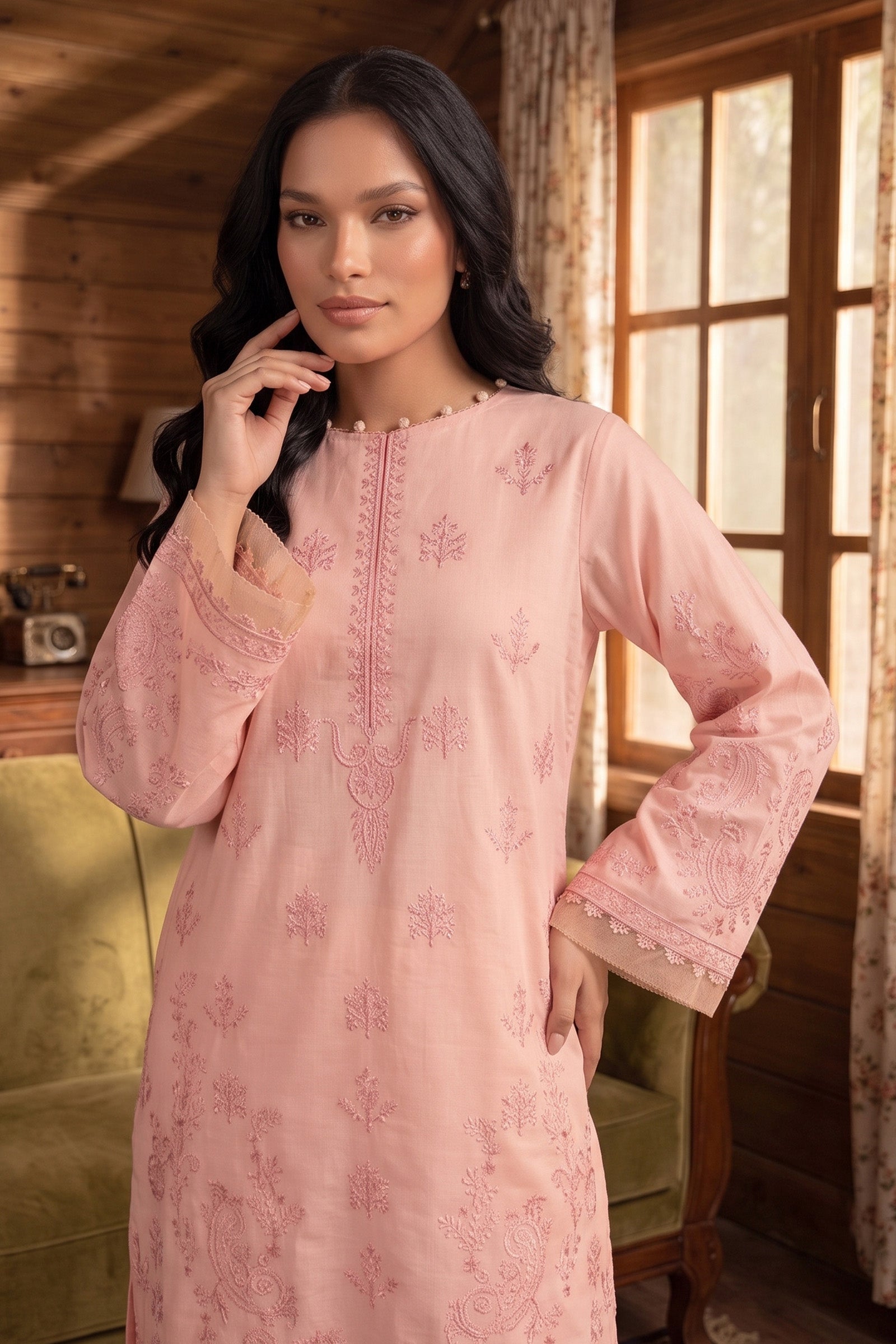 Ruddy Pink 2 Piece Unstitched Dyed Embroidered Lawn Secondary image