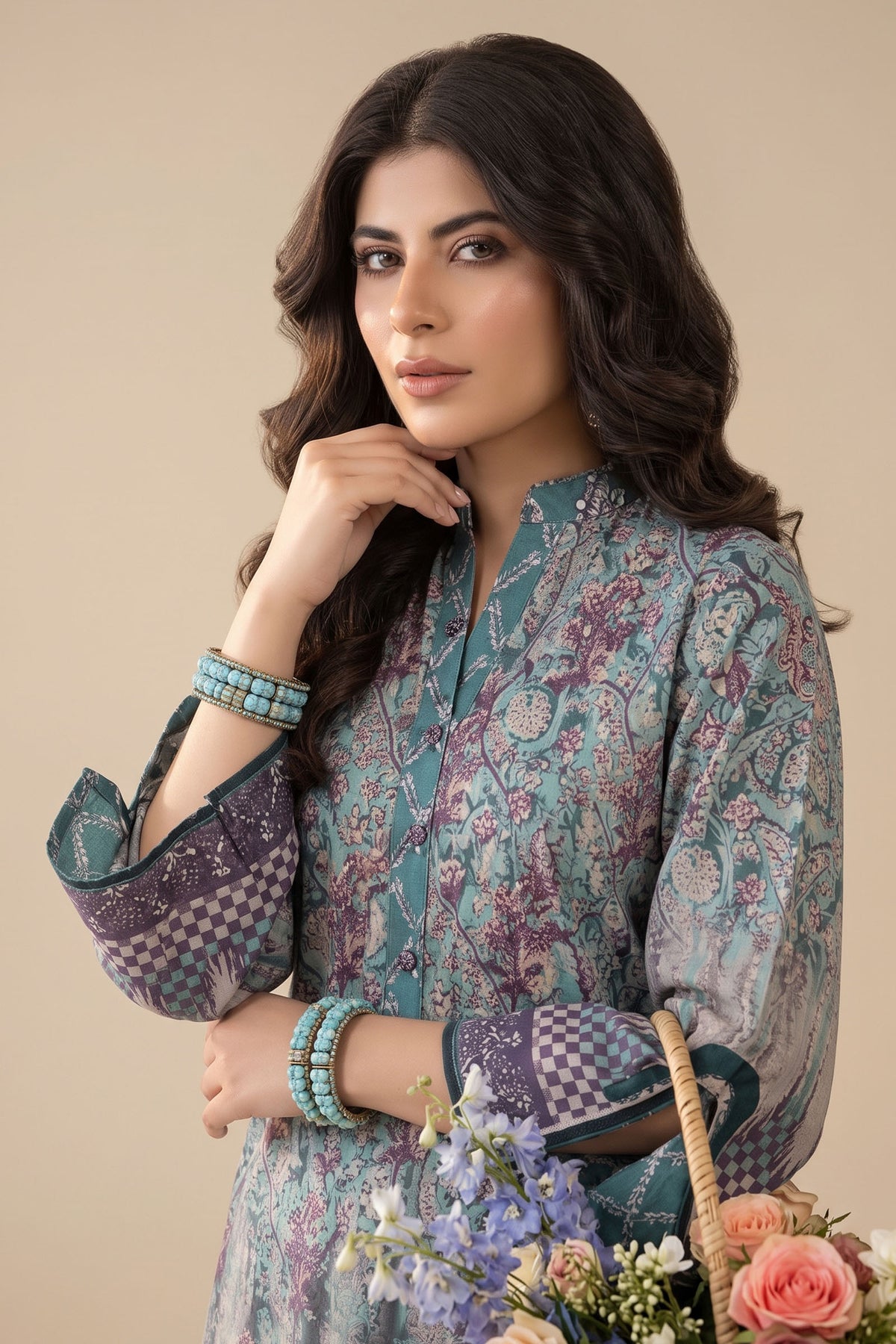 Multi Color 2 Piece Unstitched Dyed Embroidered Lawn Main image