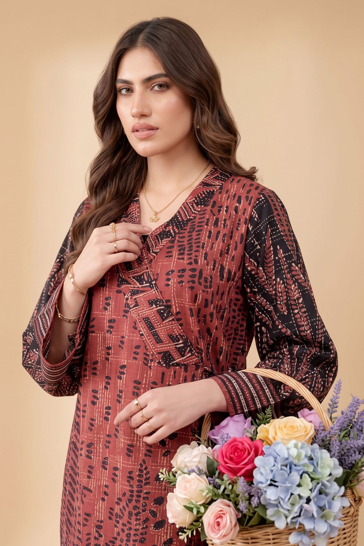 1 PIECE / SHIRT ONLY- GRID KHADDAR