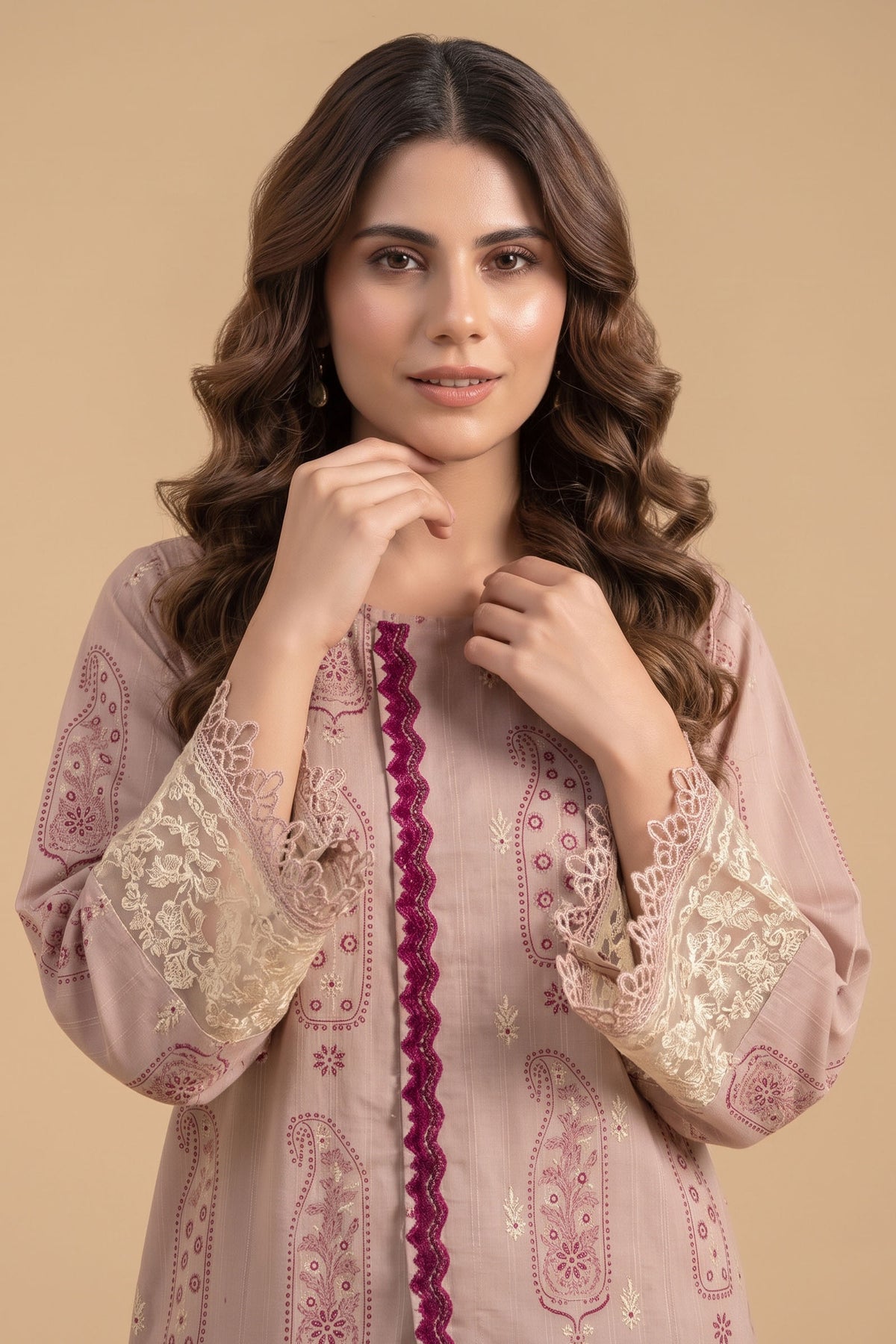 Light Pink 2 Piece Unstitched Dyed Embroidered Lawn Main image