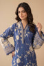 Blue 2 Piece Unstitched Dyed Embroidered Lawn