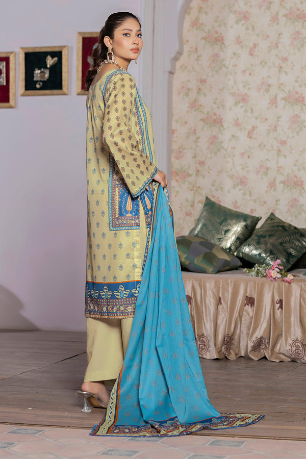 3 Piece Unstitched Lime Printed Lawn - SafaNoor