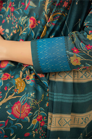3 Piece Unstitched Sea Green Printed Lawn - SafaNoor