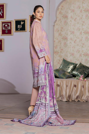 3 Piece Unstitched Tea Pink Printed Lawn - SafaNoor