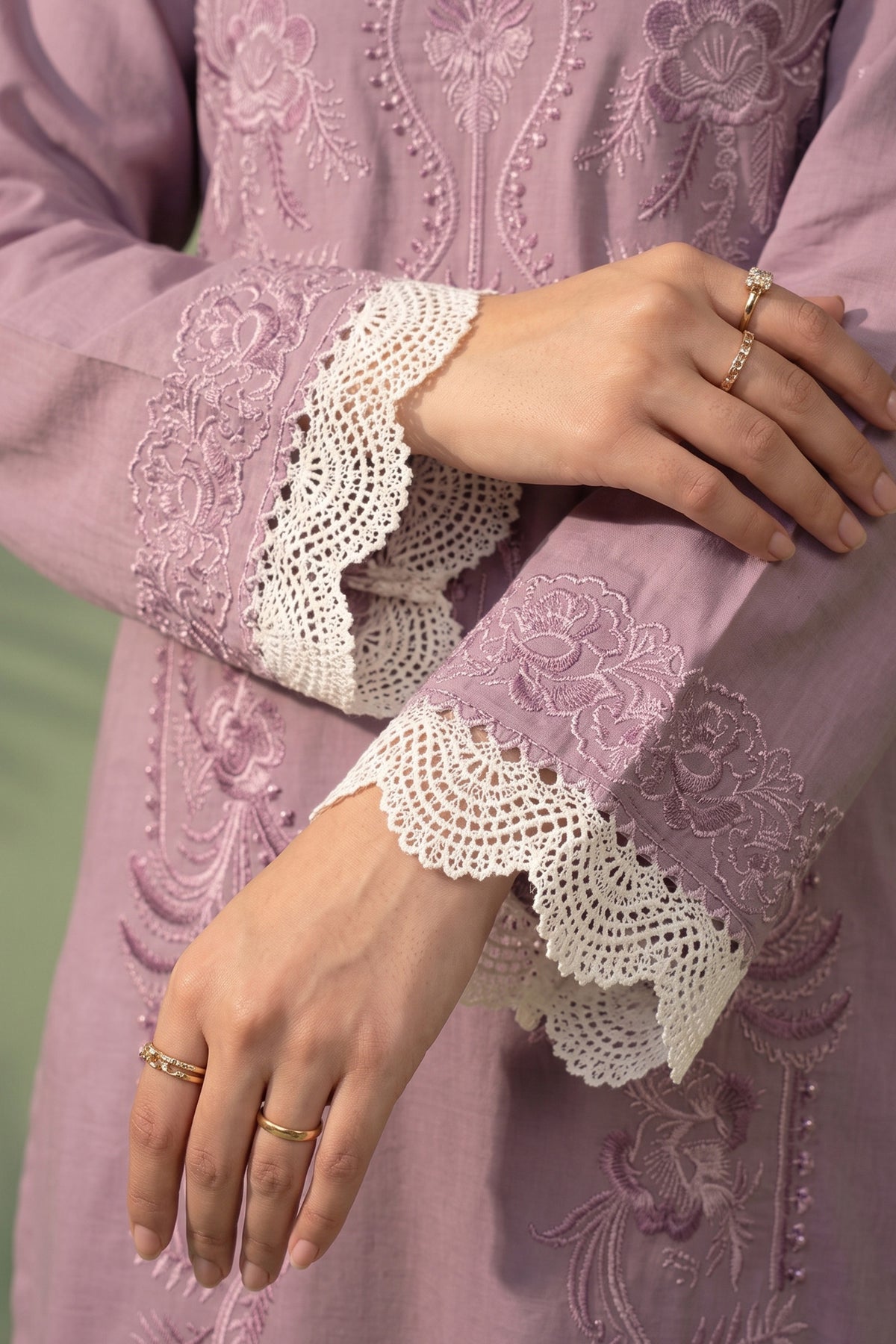 Powder Lilac 2 Piece Unstitched Dyed Embroidered Lawn