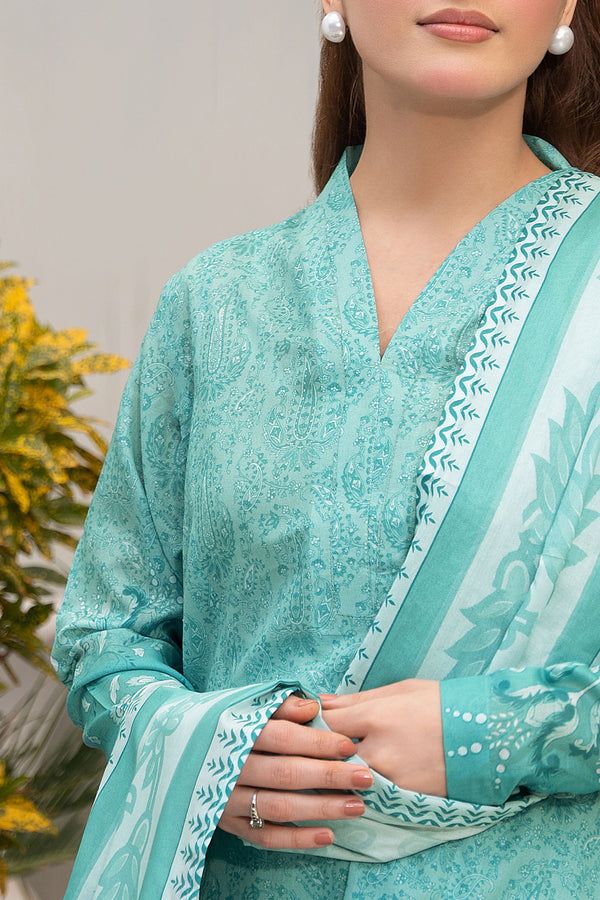 Light Sea Green 3 Piece Unstitched Premium Printed Lawn