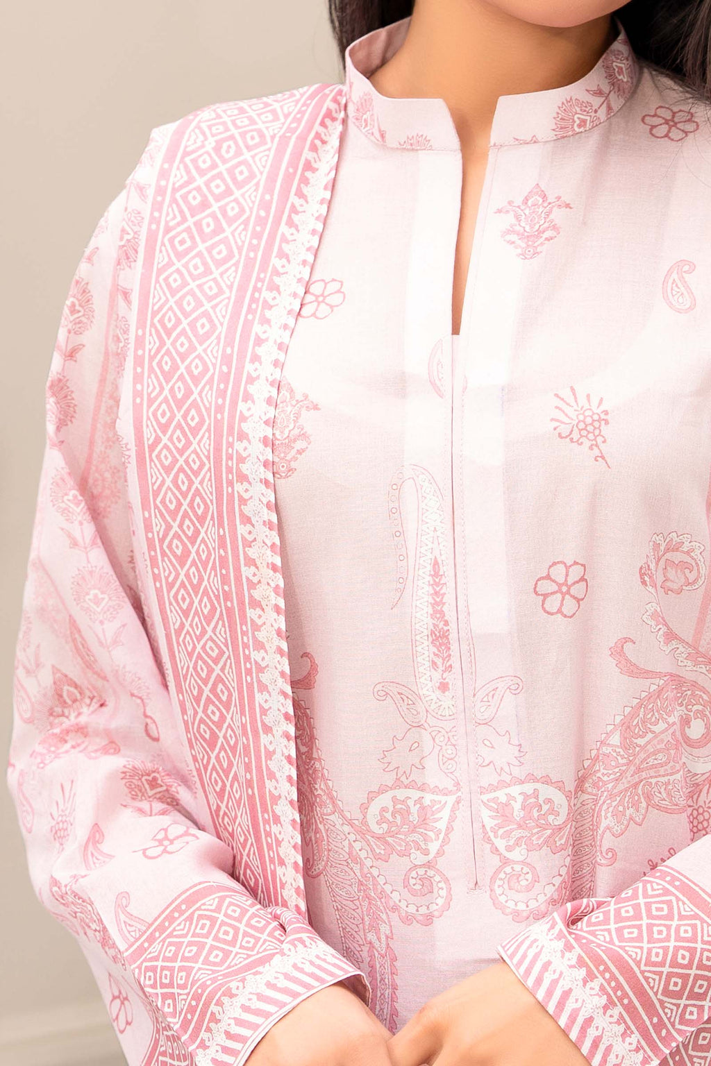 Baby Pink 3 Piece Unstitched Premium Printed Lawn