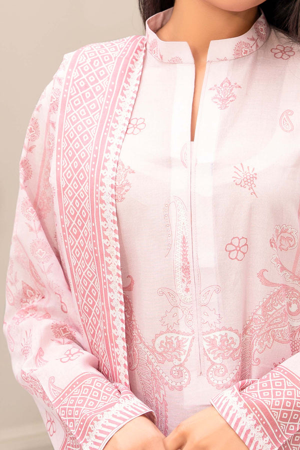 Baby Pink 3 Piece Unstitched Premium Printed Lawn