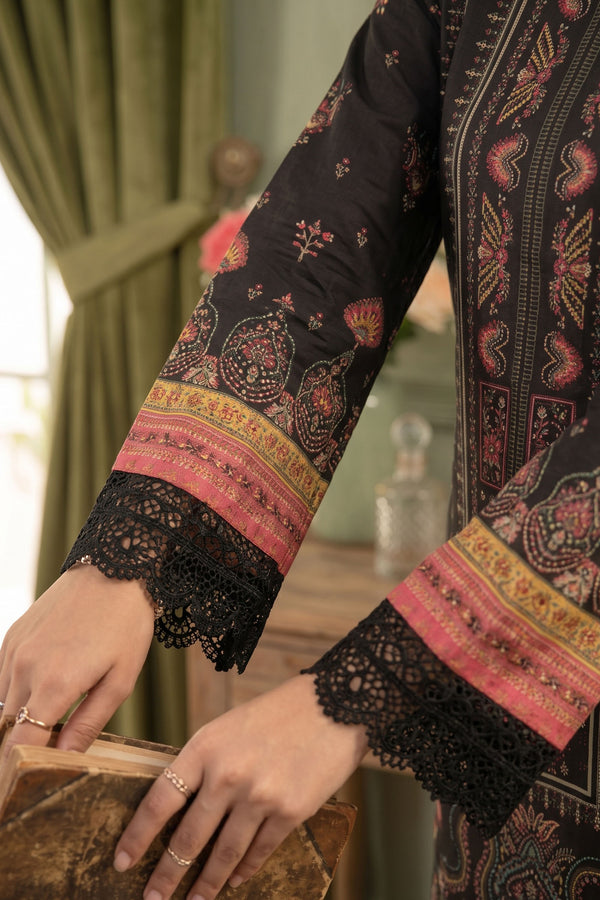 Black 3 Piece Unstitched Premium Printed Lawn